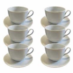 Kit Xícara de Chá com Pires Coup Porcelana Branca – 6 Peças