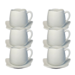 Kit Xícara de Café com Pires Angra Porcelana Branca – 6 Peças
