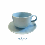 Kit Xícara de Chá com Pires Orgânico Porcelana Azul – 6 Peças - Imagem 2