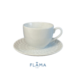 Kit Xícara de Café com Pires Plissan Porcelana Branca – 6 Peças - Imagem 2