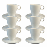 Kit Xícara de Café com Pires Holandesa Porcelana Branca – 6 Peças