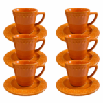 Kit Xícara de Chá Mendi Sunset Cerâmica - 6 Peças