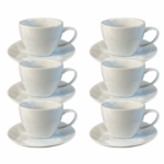 Kit Xícara de Café com Pires Edros Porcelana Branca – 6 Peças