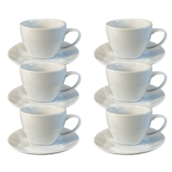 Kit Xícara de Café com Pires Edros Porcelana Branca – 6 Peças