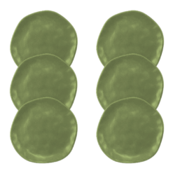 Kit Prato Raso Organic Folha Cerâmica - 6 Unidades