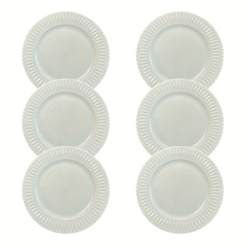 Kit Prato Raso Diamante Porcelana Branca – 6 Peças