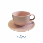 Kit Xícara de Café com Pires Orgânico Porcelana Rosa – 6 Peças - Imagem 2