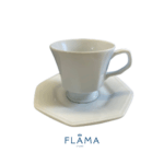 Kit Xícara de Café com Pires Prisma Porcelana Branca – 6 Peças - Imagem 2