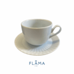 Kit Xícara de Café com Pires Diamante Porcelana Branca – 6 Peças - Imagem 2