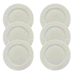 Kit Prato Raso Tassel Porcelana Branca – 6 Peças