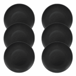 Kit Prato Raso Color Home Preto Cerâmica - 6 Peças