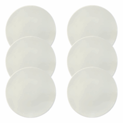 Kit Prato Raso Convexa Porcelana Branca – 6 Peças