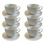 Kit Xícara de Café com Pires Coup Porcelana Branca – 6 Peças