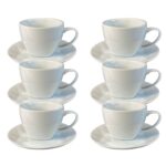 Kit Xícara de Chá com Pires Edros Porcelana Branca – 6 Peças