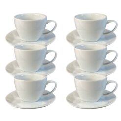 Kit Xícara de Chá com Pires Edros Porcelana Branca – 6 Peças