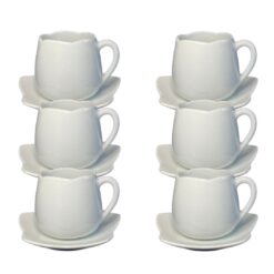 Kit Xícara de Chá com Pires Angra Porcelana Branca – 6 Peças