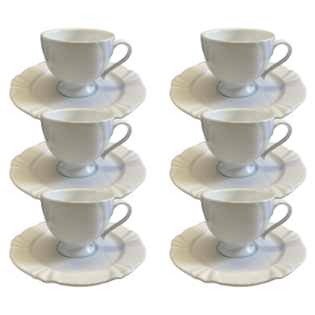 5cc654421f56999da67be32d7ea38b91.png Kit Xícara de Café com Pires Soleil Porcelana Branca – 6 Peças - Imagem 1