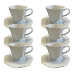 Kit Xícara de Chá com Pires Prisma Porcelana – 6 Peças
