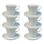 Kit Xícara de Café com Pires Tassel Porcelana – 6 Peças