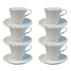 Kit Xícara de Café com Pires Tassel Porcelana – 6 Peças