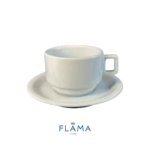 Kit Xícara de Chá com Pires Iguaçú Porcelana Branca – 6 Peças - Imagem 2