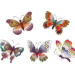 Decalque Borboletas Orientais 25mm - Cartela com 14