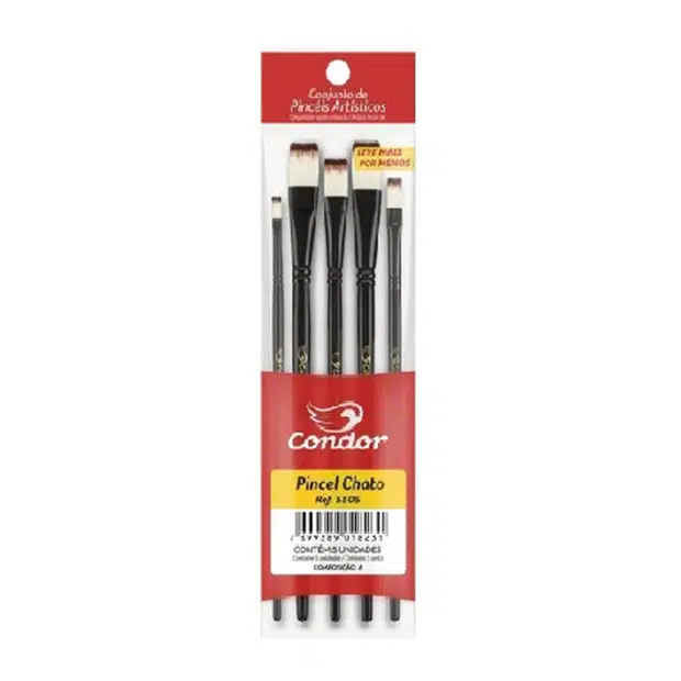 Kit de Pincéis Chato Condor 5505 - 5 Unidades - Imagem 1