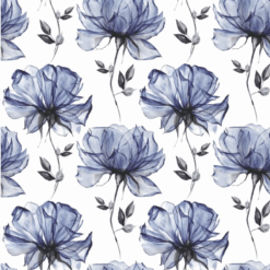 Decalque Floral Seda Azul